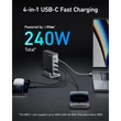 Kép 4/5 - ANKER Hálózati Töltő, 749, 4 portos, 240W, 3xUSB-C, USB-A, EU, fekete - A2342311