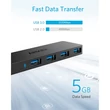 Kép 2/5 - ANKER USB HUB, Ultra Slim Data USB 3.0 HUB, 4 port, fekete - A7516016