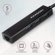 Kép 2/5 - AXAGON HMC-GL3A USB-C 3portos USB hub és gigabit Ethernet RJ45 LAN, fekete