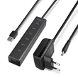 Kép 1/5 - AXAGON HUE-SA7BP USB3.0 CHARGING HUB (Hétportos USB 3.0 hub gyors töltési támogatással. AC adapter a csomagban. Fekete)