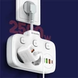 Kép 2/5 - COLORWAY Hálózati elosztó, CW-CHE24PDW, 2 dugalj, 3xUSB-A, 1xUSB-C 2m, fekete