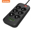 Kép 2/5 - COLORWAY Hálózati elosztó, CW-CHE64B, 6 dugalj, 4xUSB, 2m, fekete
