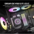 Kép 2/5 - CORSAIR CPU hűtő iCUE H150i ELITE LCD XT (vízhűtés), 3 Ventilátoros, LGA1700 támogatással, fekete