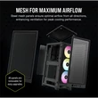 Kép 3/5 - CORSAIR Ház 2000D RGB AIRFLOW Mini-ITX, 3xAF120 RGB SLIM Ventillátorral, SFX Tápegység nélkül, Edzett Üveg, fekete