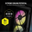 Kép 5/5 - CORSAIR Ház 2000D RGB AIRFLOW Mini-ITX, 3xAF120 RGB SLIM Ventillátorral, SFX Tápegység nélkül, Edzett Üveg, fekete