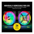 Kép 3/5 - CORSAIR Rendszerhűtő Ventilátor, iCUE QL120 RGB, 12cm, fekete