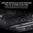 Kép 2/5 - CORSAIR SSD MP700 ELITE M.2 2280 PCIe 5.0 x4 1000GB Hűtőbordával, NVMe