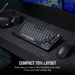 Kép 2/5 - CORSAIR Vezeték Nélküli Billentyűzet Gaming, K65 PLUS 75%, Mechanikus, MLX Red switch, US, fekete