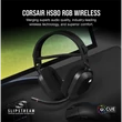 Kép 2/5 - CORSAIR Vezeték Nélküli Headset, HS80 RGB WIRELESS Premium Gaming, Dolby Atmos hangzás, szürke