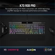 Kép 2/5 - CORSAIR Vezetékes Billentyűzet Gaming, K70 RGB PRO, Mechanikus, CHERRY MX Red switch, Alumínium keret, US, szürke