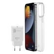 Kép 2/3 - Cellularline kit iPhone 13 mini STARTKITIPH13MIN töltő (USB-C)+átlátszó tok