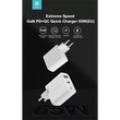 Kép 2/5 - DEVIA GAN HÁLÓZATI TÖLTŐ ADAPTER USB + TYPE-C BEMENETTEL, 65W, FEHÉR