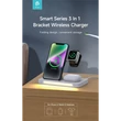 Kép 2/5 - DEVIA QI UNIVERZÁLIS VEZETÉK NÉLKÜLI TÖLTŐ ÁLLOMÁS - 15W - 3in1: SMARTPHONE + IWATCH + AIRPODS - FEHÉR