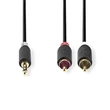 Kép 2/3 - Nedis CABW22200AT20 sztereo audió kábel 3,5mm sztereo jack - 2x RCA,  Aranyozott,  2 m