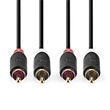 Kép 2/3 - Nedis CABW24200AT05 sztereo audió kábel 2x RCA férfi,  2x RCA férfi, Aranyozott,  0,50 m , kerek,  Antracit