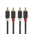 Kép 2/3 - Nedis CABW24200AT30 sztereo audió kábel 2x RCA férfi,  2x RCA férfi, Aranyozott,  3 m , kerek,  Antracit