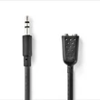 Kép 2/3 - Nedis CAGB22100BK02 sztereo audio kábel, 3,5 mm sztereo jack dugó - 2x 3,5 mm jack aljzat, 0,20m