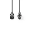Kép 2/3 - Nedis COTH15012GY10 DMX adapter kábel, XLR 3 tűs dugó, XLR 3 tűs anya,  Nikkelezett, 1,00 m,  kerek, PVC, Sötétszürke