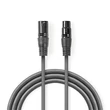 Kép 1/3 - Nedis COTH15012GY10 DMX adapter kábel, XLR 3 tűs dugó, XLR 3 tűs anya,  Nikkelezett, 1,00 m,  kerek, PVC, Sötétszürke