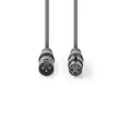 Kép 2/3 - Nedis COTH15012GY50 DMX adapter kábel, XLR 3 tűs dugó, XLR 3 tűs anya,  Nikkelezett, 5 m,  kerek, PVC, Sötétszürke
