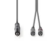 Kép 2/3 - Nedis COTH22200GY15 félprofi audio kábel, 3,5mm sztero jack dugó - 2 x RCA dugó, 1.5m, rugalmas