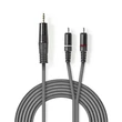 Kép 1/3 - Nedis COTH22200GY15 félprofi audio kábel, 3,5mm sztero jack dugó - 2 x RCA dugó, 1.5m, rugalmas