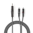 Kép 1/3 - Nedis COTH22200GY30 félprofi audio kábel, 3,5mm sztero jack dugó - 2 x RCA dugó, 3m, rugalmas