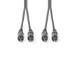 Kép 2/3 - Nedis COTH24200GY30 sztereo audio kábel, 2x RCA dugó,  2x RCA dugó, Nikkelezett,  3 m, rugalmas