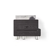 Kép 1/4 - Nedis CVGP31902BK SCART adapter, SCART Férfi | S-Video nő / 3x RCA nő, Nikkelezett,  Kapcsolható, ABS, Fekete, 1 db