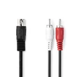 Kép 2/3 - Nedis CAGL20200BK10 audio kábel 5p DIN dugó - 2 x RCA dugó, hossz 1m