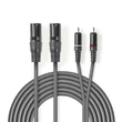 Kép 1/3 - Nedis COTH15210GY15 félprofi XLR audio kábel, 2x XLR 3 tűs dugó - 2x RCA dugó, 1,5m