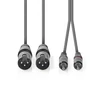 Kép 2/3 - Nedis COTH15210GY30 félprofi XLR audio kábel, 2x XLR 3 tűs dugó - 2x RCA dugó, 3m
