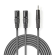 Kép 1/3 - Nedis COTH15310GY30 félprofi XLR audio kábel, 2x XLR 3 tűs dugó | 3,5 mm sztereo jack dugó, 3m