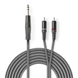 Kép 1/3 - Nedis COTH23300GY30 félprofi XLR audio kábel, 6,35mm sztereo jack dugó - 2x RCA dugó, 3m