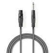 Kép 2/3 - Nedis COTH15120GY30 félprofi audio kábel, 6,35mm mono jack dugó - 3p XLR aljzat, hossz 3m, rugalmas