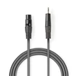 Kép 2/3 - Nedis COTH15300GY30 félprofi audio kábel, 3,5mm sztero jack dugó - 3p XLR dugó, hossz 3m, rugalmas
