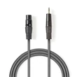 Kép 1/3 - Nedis COTH15320GY10 félprofi audio kábel, 3,5mm sztero jack dugó - 3p XLR aljzat, hossz 1m, rugalmas