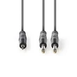 Kép 2/3 - Nedis COTH23200GY30 félprofi audio kábel, 3,5mm sztero jack dugó - 2 x 6,35mm mono jack dugó, 3m, rugalmas