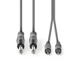 Kép 1/3 - Nedis COTH23320GY15 félprofi audio kábel, 2 x 6,35mm mono jack dugó - 2 X RCA dugó, hossz 1.5m, rugalmas