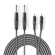 Kép 2/3 - Nedis COTH23320GY15 félprofi audio kábel, 2 x 6,35mm mono jack dugó - 2 X RCA dugó, hossz 1.5m, rugalmas