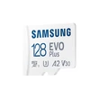 Kép 2/5 - SAMSUNG Memóriakártya, EVO Plus microSDXC kártya ,128GB, UHS-1, U3, V30, A2, + SD Adapter, R160/W