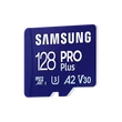 Kép 2/5 - SAMSUNG Memóriakártya, PRO Plus microSDXC kártya 128GB, CLASS 10, UHS-I, U3, V30, A2, + Adapter, R180/W130