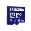 Kép 3/5 - SAMSUNG Memóriakártya, PRO Plus microSDXC kártya 128GB, CLASS 10, UHS-I, U3, V30, A2, + Adapter, R180/W130
