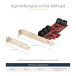 Kép 2/3 - STARTECH PCI-E SATA kártya 10xPCI-E SATA (6Gbps) Low/Full Profile ASM1062 Non-Raid - PCI-E to SATA Converter/Adapter
