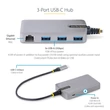 Kép 2/2 - STARTECH USB-C HUB 3xUSB, 1xLAN, 30cm kábel