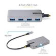 Kép 2/2 - STARTECH USB-C HUB 4xUSB, 30cm kábel
