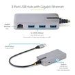 Kép 2/2 - STARTECH USB HUB 3xUSB 3.2, 1xLAN, 30cm kábel