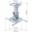 Kép 3/5 - TECHLY ICA-PM 100WH univerzális projektor mennyezeti konzol, 218 mm, fehér
