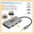 Kép 2/5 - TRIPP LITE USB-C adapter, multiport,  4K HDMI, 3x USB-A Port, 100W PD Charging, HDCP, szürke