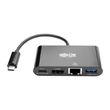 Kép 1/4 - TRIPP LITE USB-C adapter, multiport, 4K HDMI, USB-A Port, GbE, 60W PD töltés, HDCP, Black